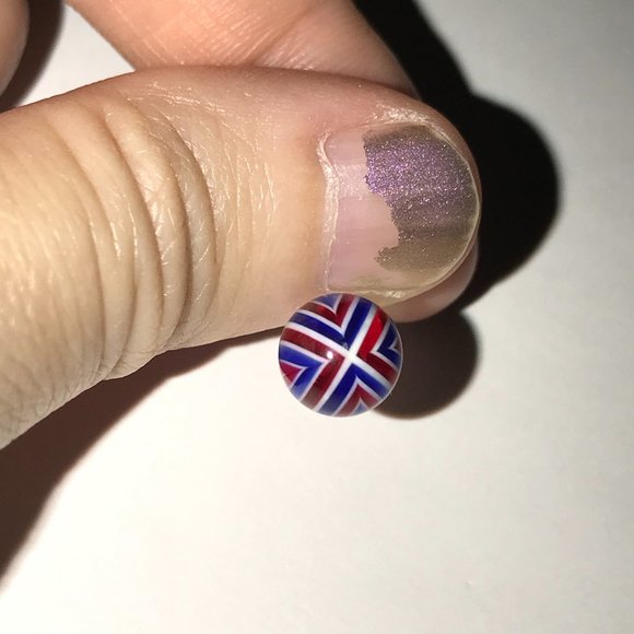 14 Gauge Red, White, and Blue Flag Design Belly Ring - Picture 5 of 12